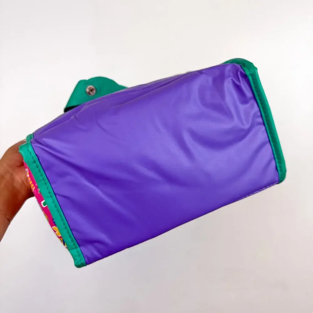 Vintage 90s Sesame Street Big Bird Lunch Bottle Tote Bag Insulated Purple Teal